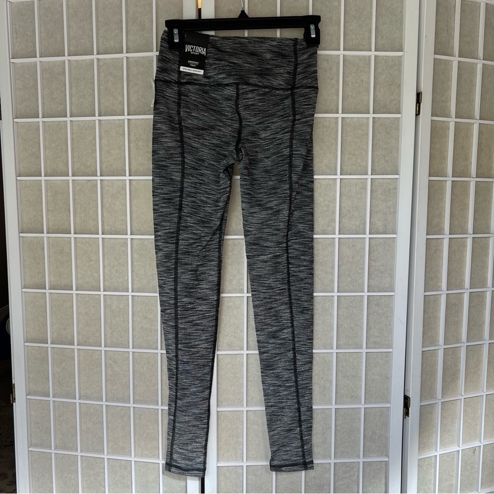 NWT Victoria Sport Knockout Tight athletic leggings black gray marl size xs - Picture 2 of 11